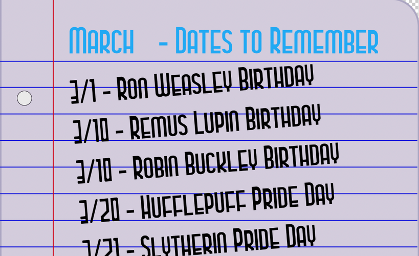 March - Fandom Dates To Remember
