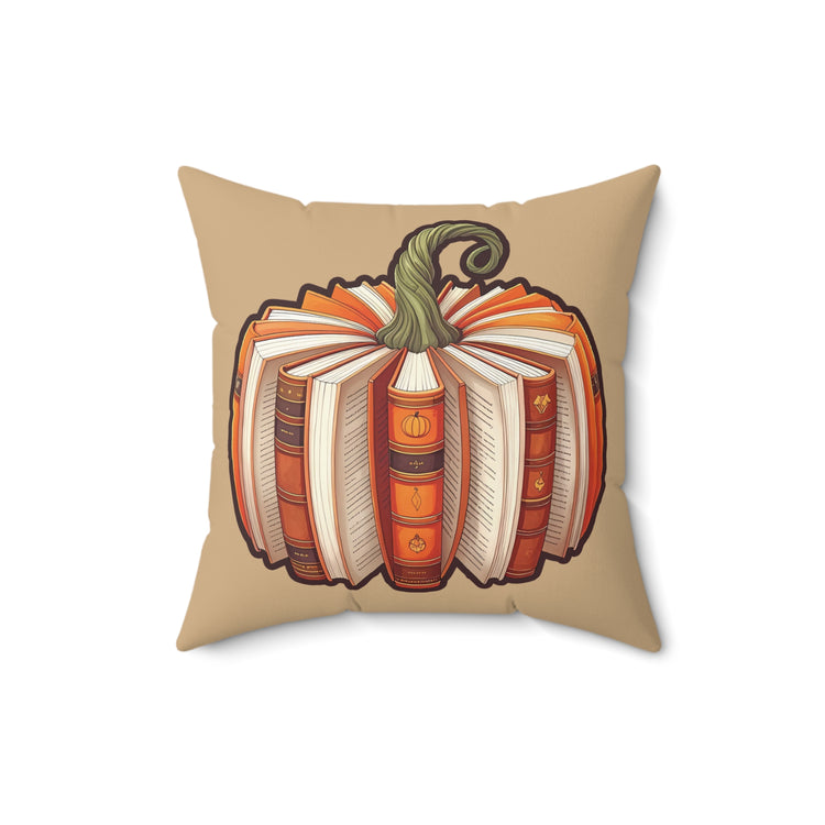 Bookish Pumpkin Faux Suede Square Pillow
