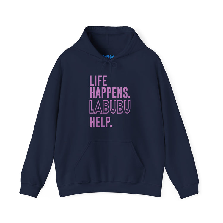 Life Happens Labubu Help Hoodie - Fandom-Made