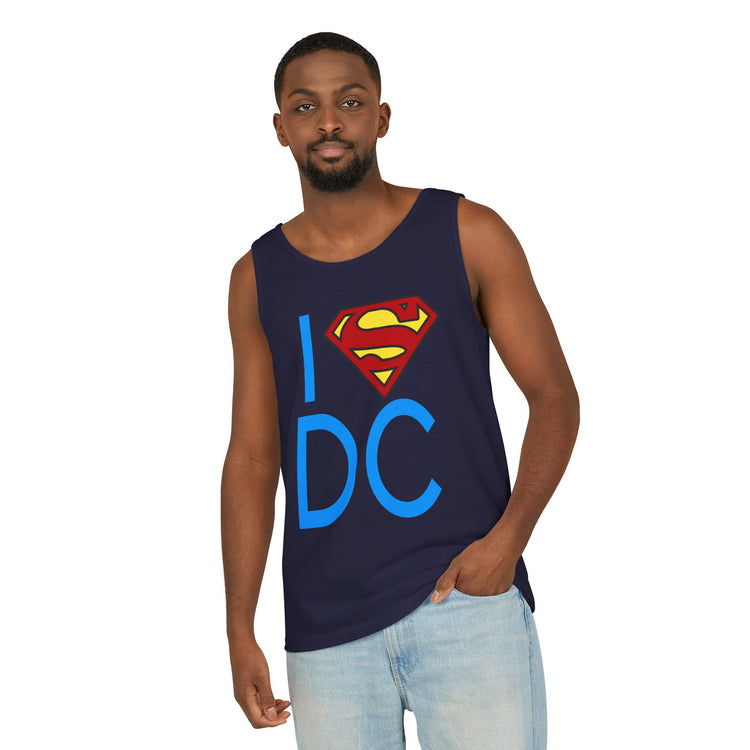 I Love DC Superman Edition Unisex Garment-Dyed Tank Top