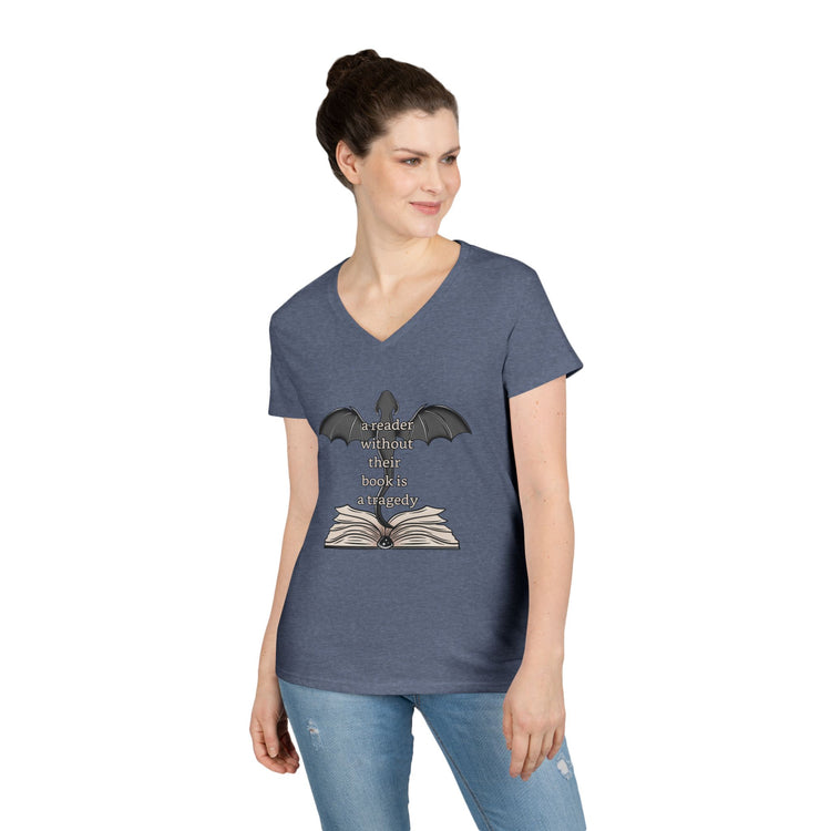 A Reader Without Their Book Ladies' V-Neck Tee