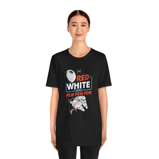 Red White Pew Pew Pew T-Shirt - Fandom-Made