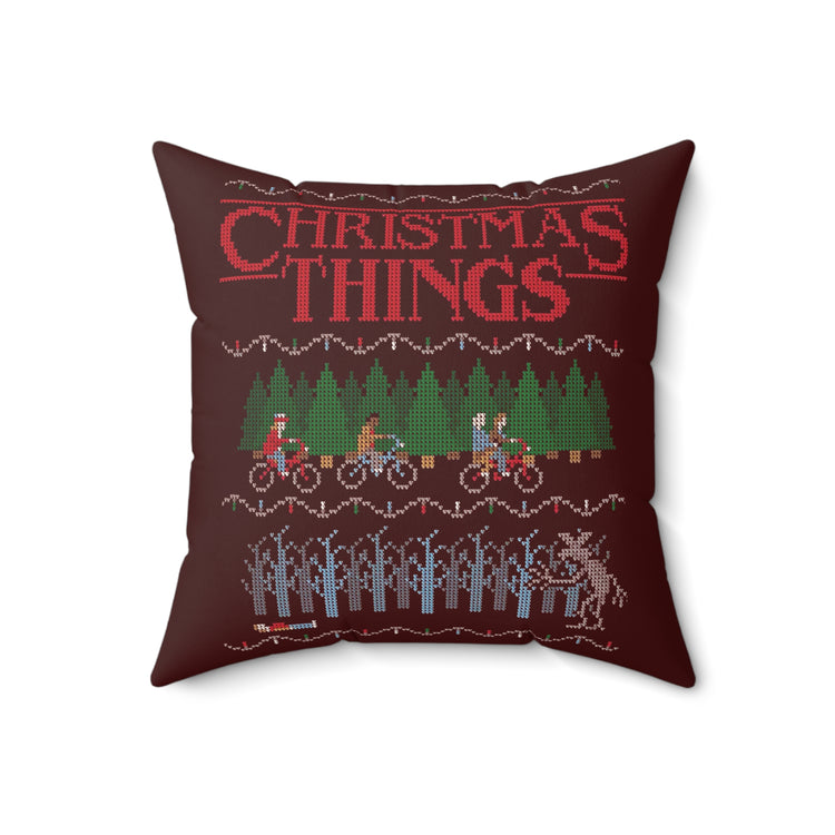 Christmas Things Faux Suede Square Pillow