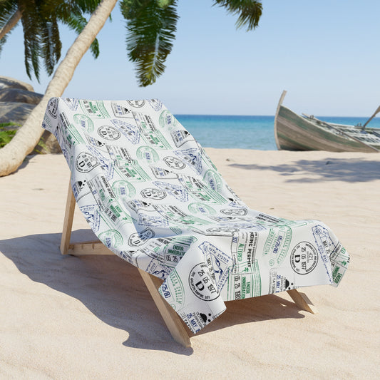 Galaxy Passport Stamps Beach Towel - Fandom-Made