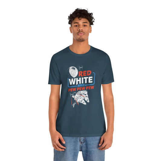 Red White Pew Pew Pew T-Shirt - Fandom-Made