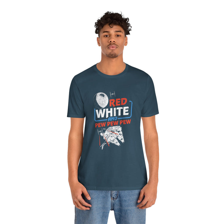 Red White Pew Pew Pew T-Shirt - Fandom-Made