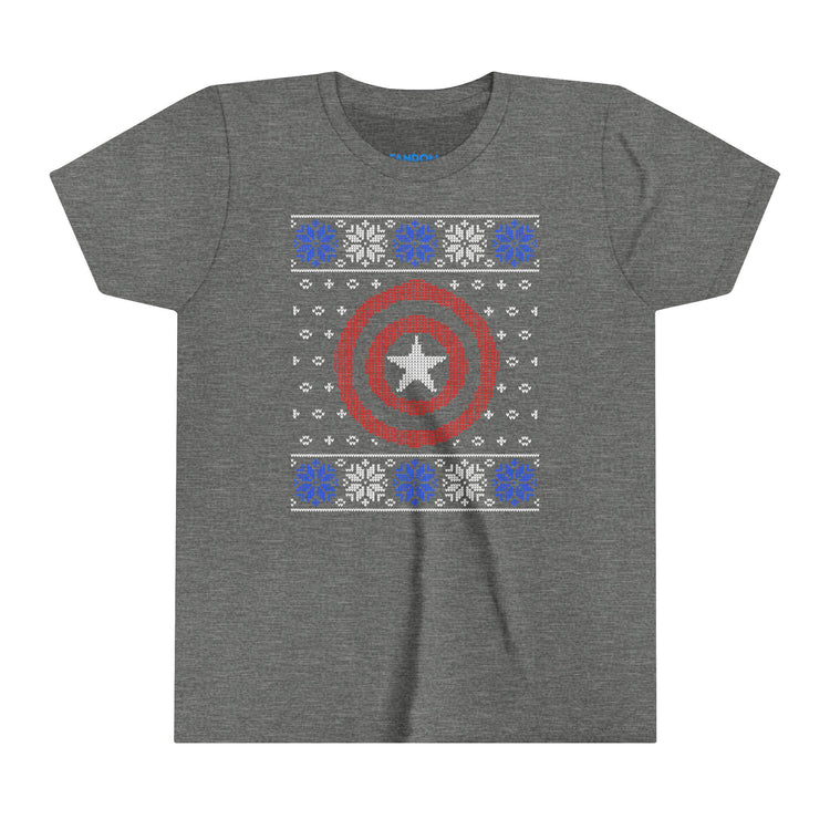 Captain America Ugly Christmas Sweater Youth Tee - Fandom-Made