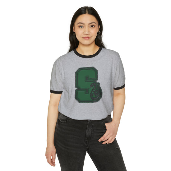 Slytherin S Embroidery Design Unisex Cotton Ringer T-Shirt - Fandom-Made