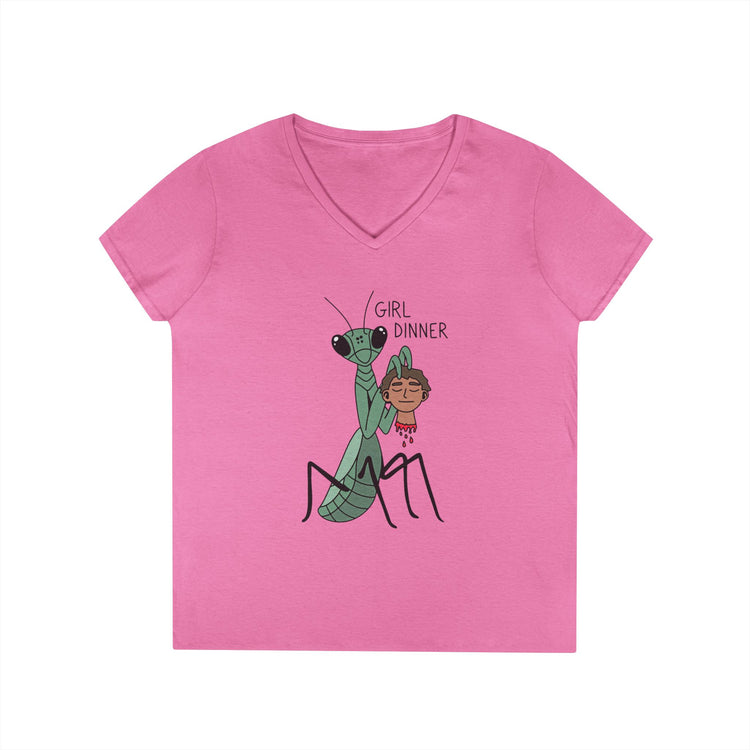 Girl Dinner V-Neck Tee - Fandom-Made