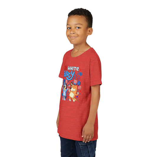 Red White Bluey Youth Tee - Fandom-Made