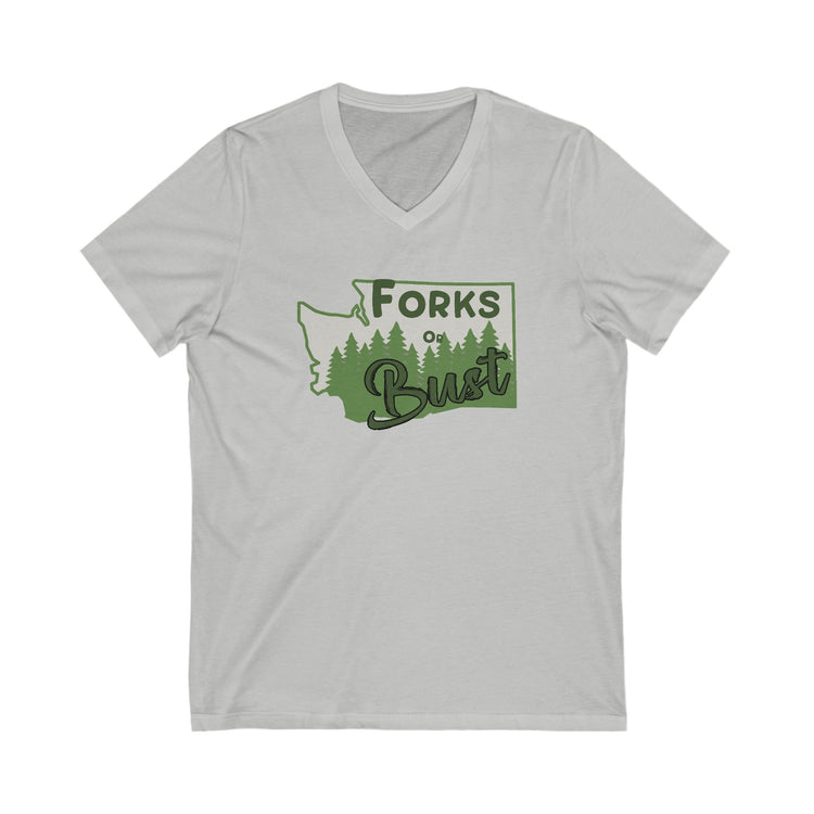 Forks Or Bust V-Neck Tee - Fandom-Made