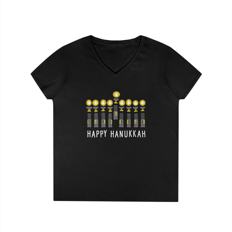 Lightsabers Menorah Ladies' V-Neck Tee