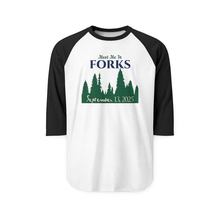 Meet Me In Forks 3/4 Raglan Shirt - Fandom-Made