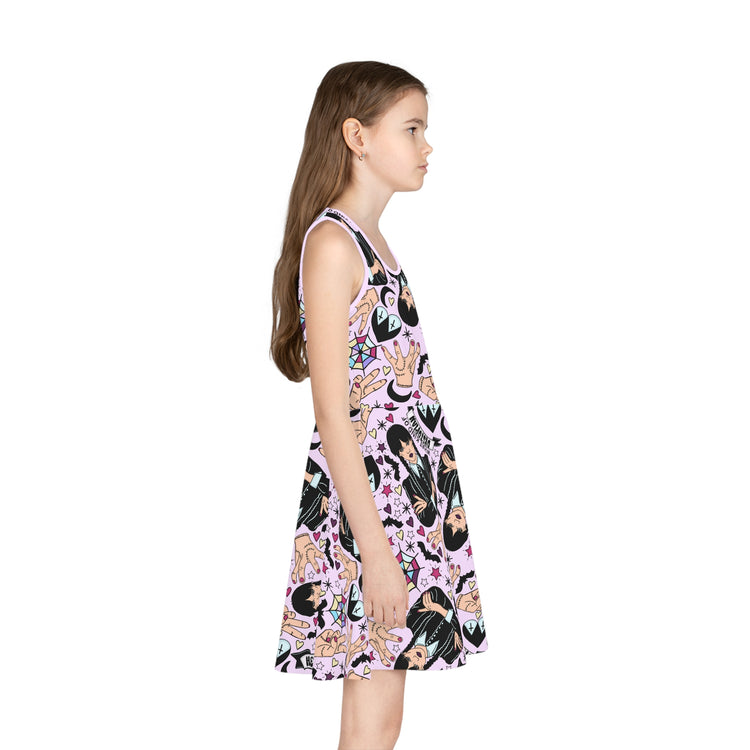 Wednesday Addams Girls' Sleeveless Sundress - Fandom-Made