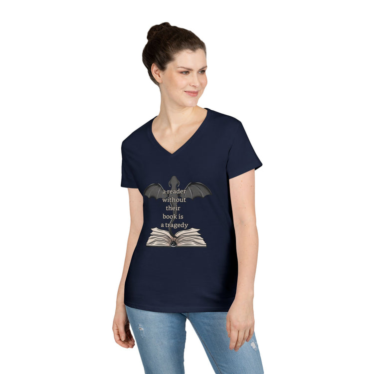 A Reader Without Their Book Ladies' V-Neck Tee