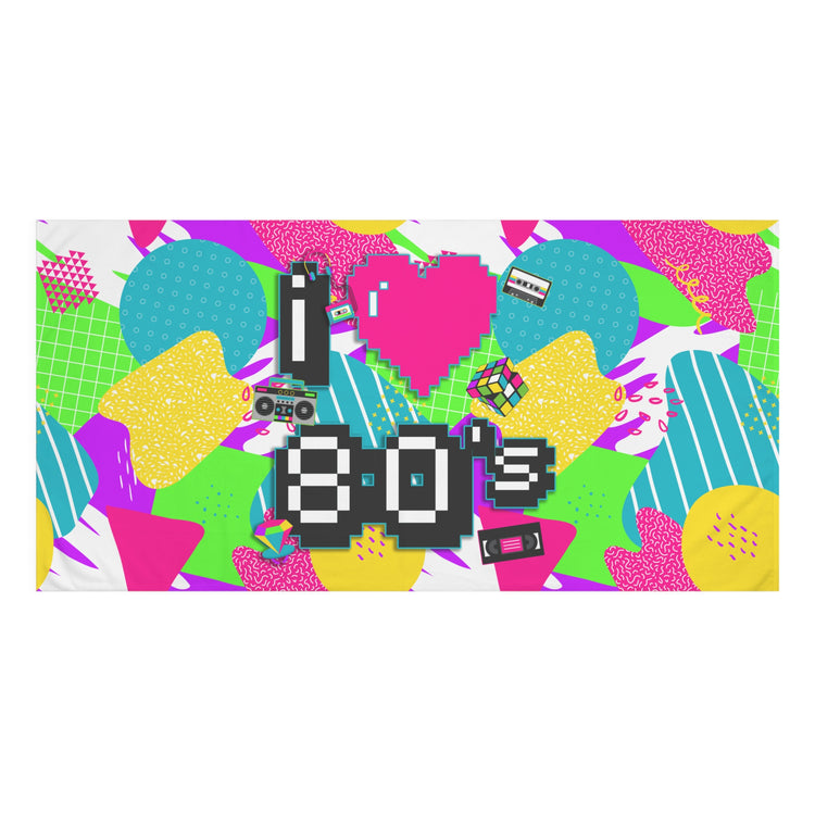 I Love The 80s All-Over Print Beach Towel - Fandom-Made