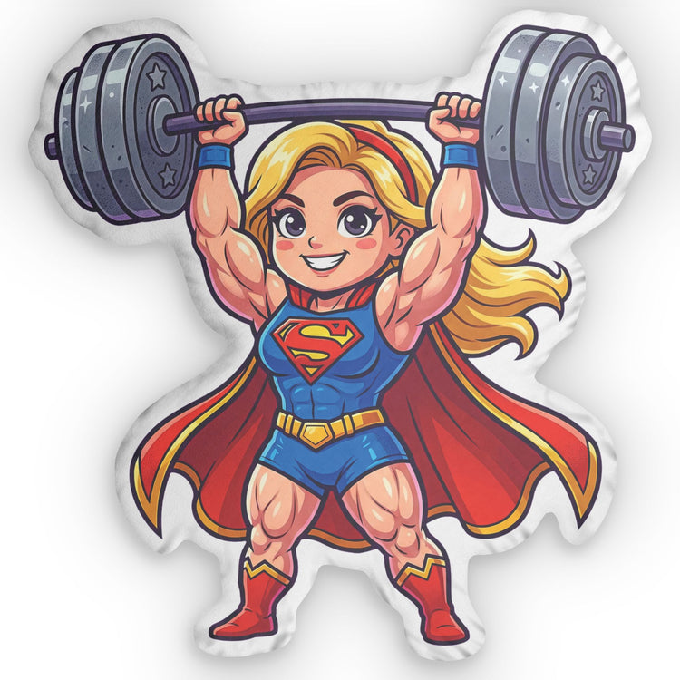 Workout Supes Girl-Shaped Pillow