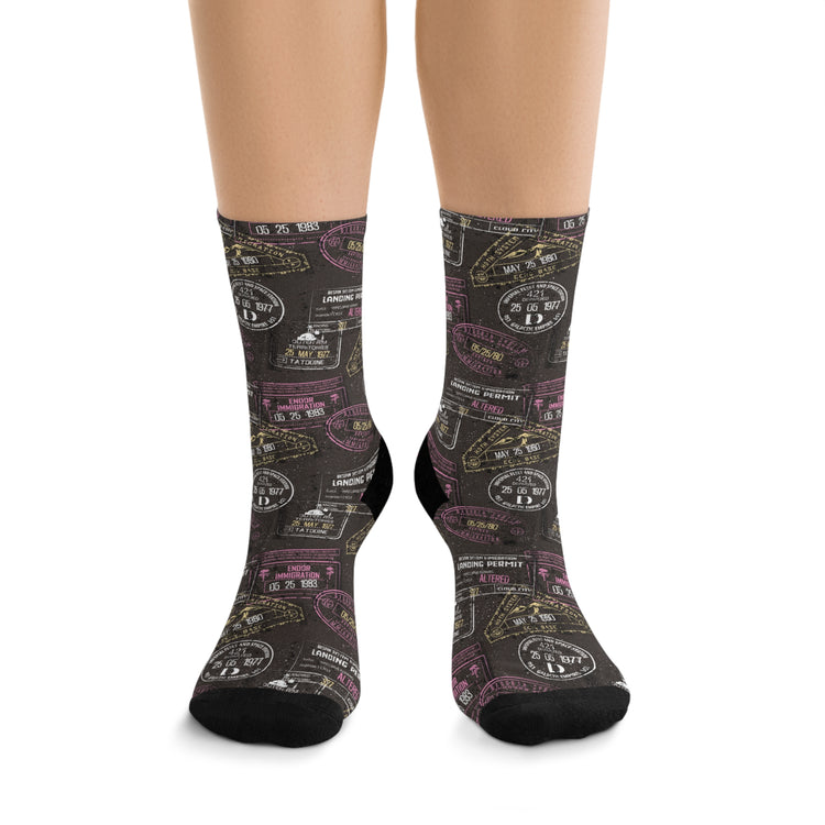 Galaxy Passport Stamps Socks