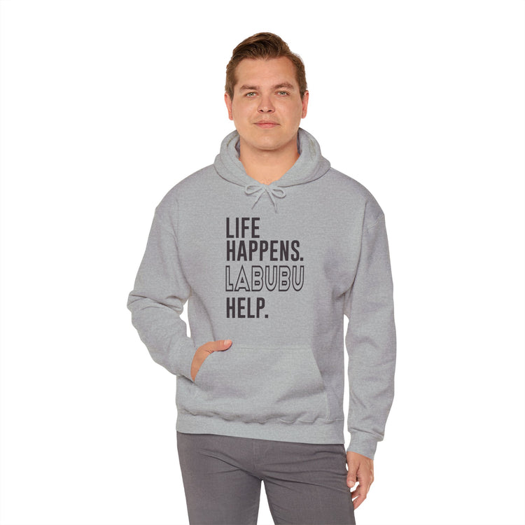 Life Happens Labubu Help Hoodie - Fandom-Made