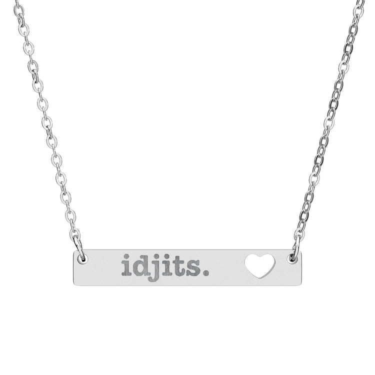 Idjits Cutout Heart Bar Necklace