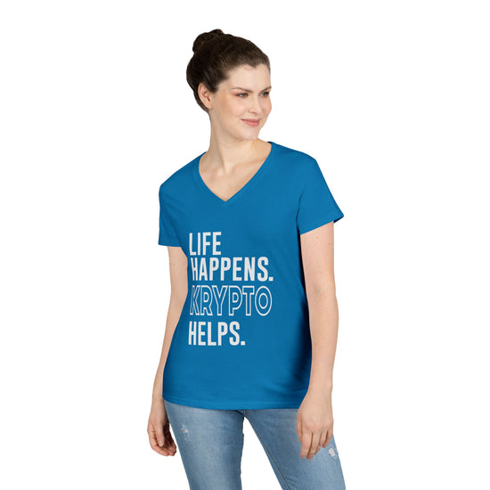 Life Happens Krypto Helps V-Neck Tee - Fandom-Made