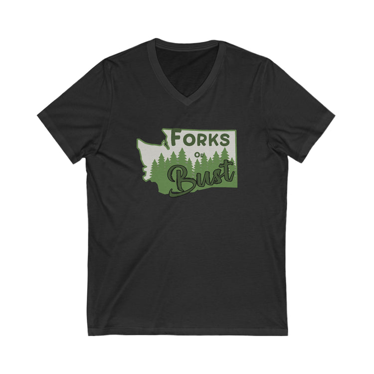 Forks Or Bust V-Neck Tee - Fandom-Made