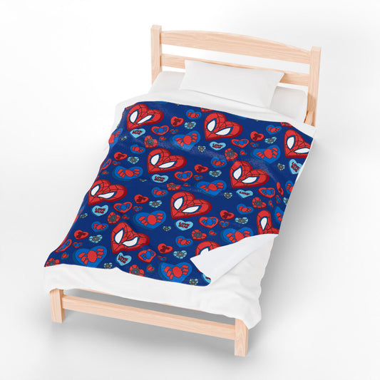 Spidey Conversation Hearts Velveteen Plush Blanket - Fandom-Made