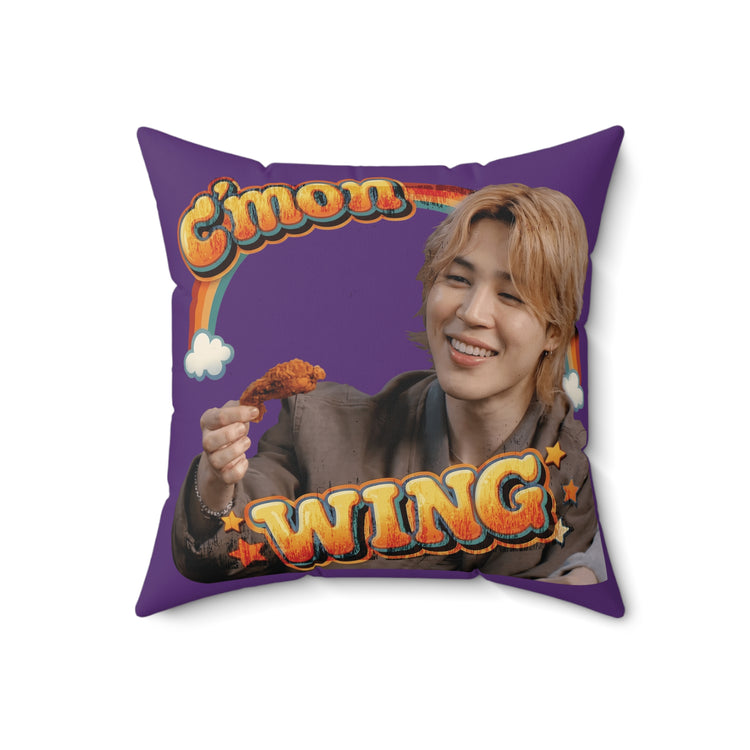 C'mon Wing Faux Suede Square Pillow
