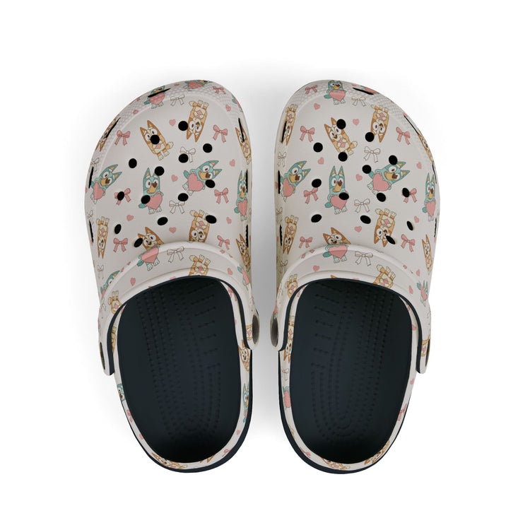 Blue Dog Valentine Kids Clogs - Fandom-Made