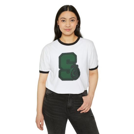 Slytherin S Embroidery Design Unisex Cotton Ringer T-Shirt - Fandom-Made