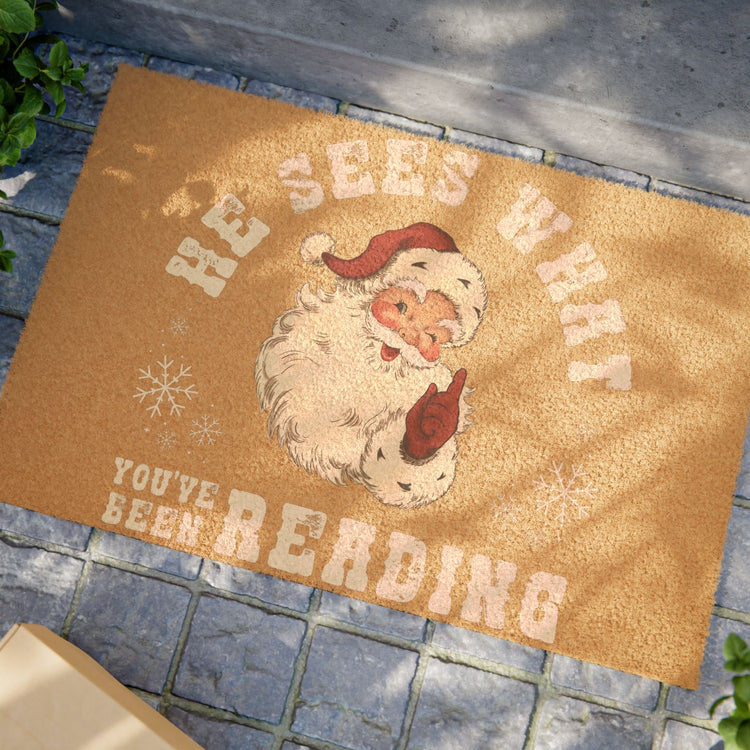 He Sees What You've Been Reading Doormat