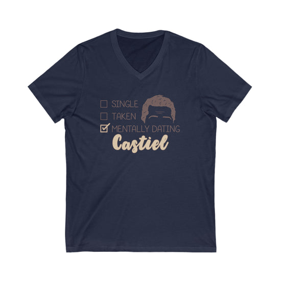 Mentally Dating Castiel V-Neck Tee - Fandom-Made