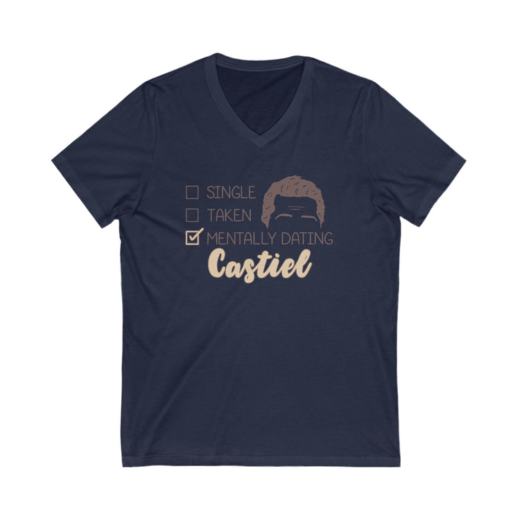 Mentally Dating Castiel V-Neck Tee - Fandom-Made
