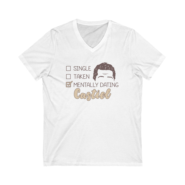 Mentally Dating Castiel V-Neck Tee - Fandom-Made