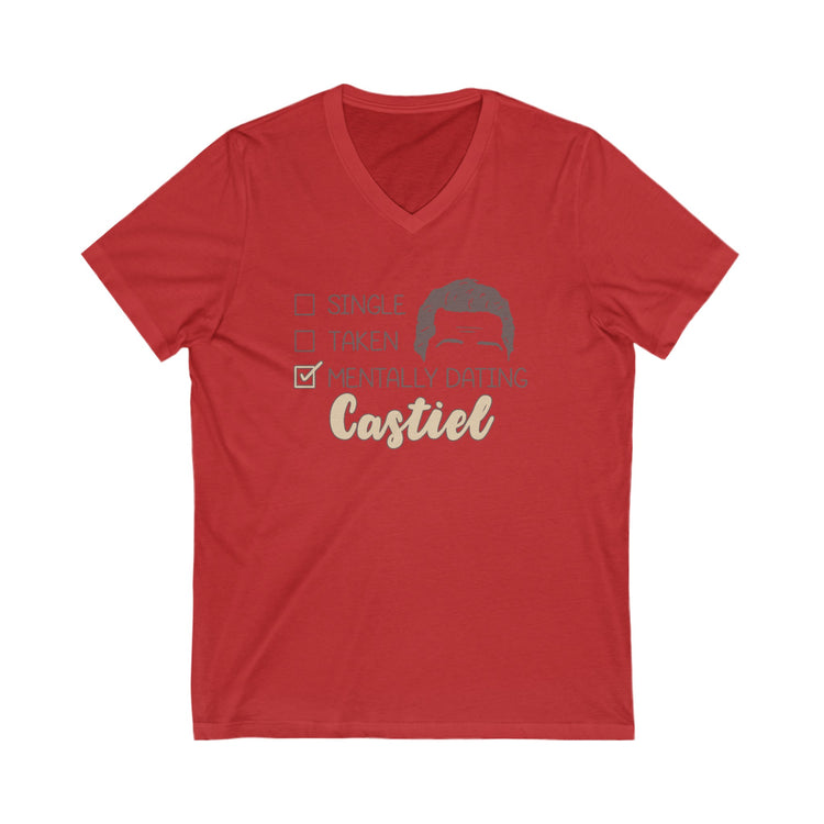 Mentally Dating Castiel V-Neck Tee - Fandom-Made
