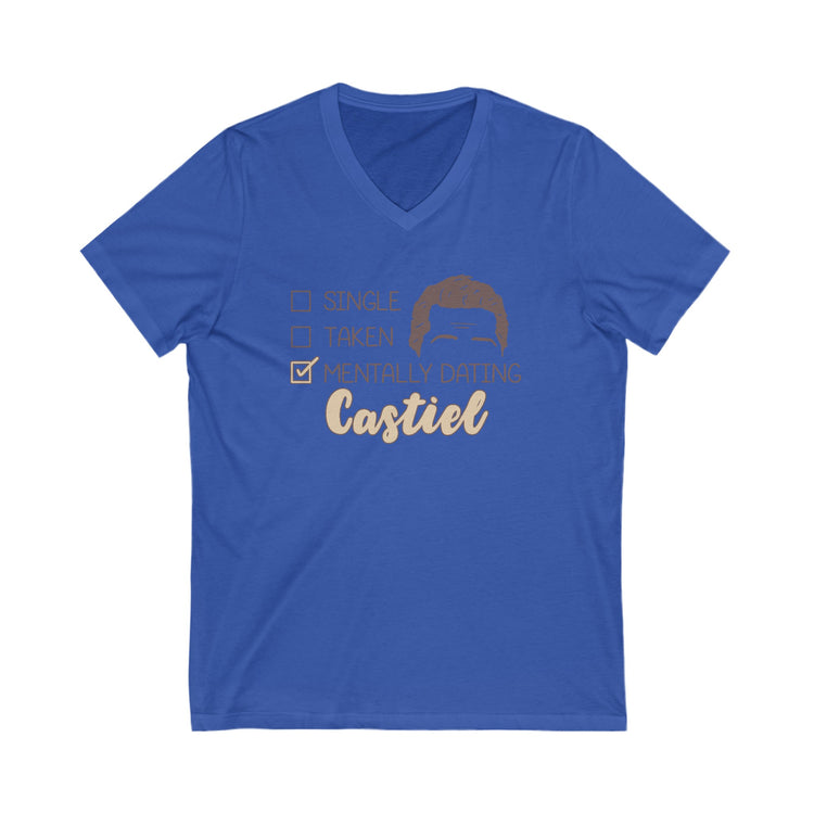Mentally Dating Castiel V-Neck Tee - Fandom-Made