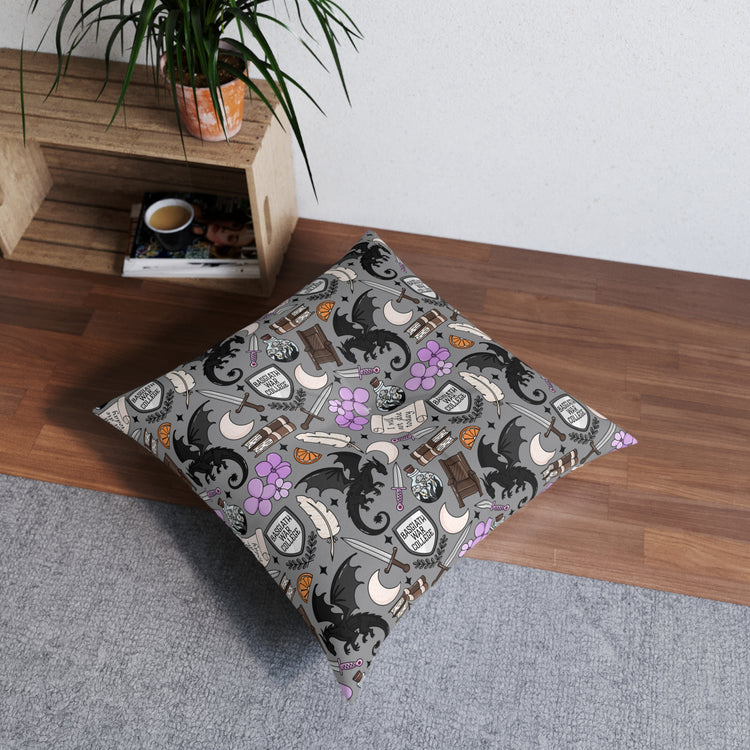 Fourth Wing Collage Tufted Floor Pillow - Fandom-Made