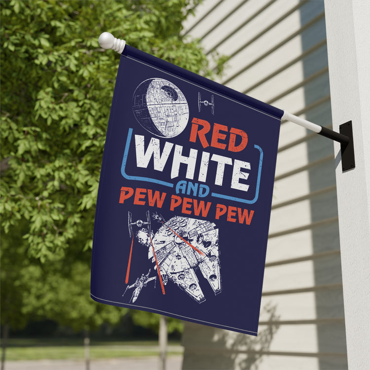 Red White Pew Pew Garden & House Banner