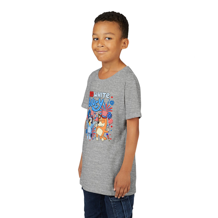 Red White Bluey Youth Tee - Fandom-Made