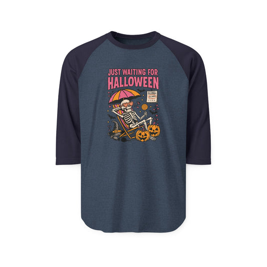 Just Waiting For Halloween 3/4 Raglan Shirt - Fandom-Made