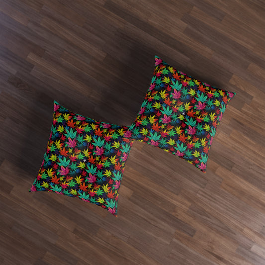 Leafy Greens Tufted Floor Pillow - Fandom-Made