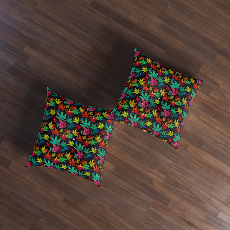 Leafy Greens Tufted Floor Pillow - Fandom-Made