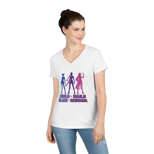 Heels Nails Blade Mascara Ladies' V-Neck Tee - Fandom-Made
