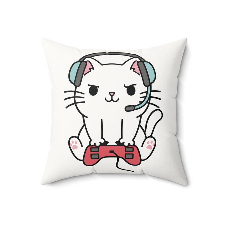 Gamer Cats Faux Suede Square Pillow - Fandom-Made