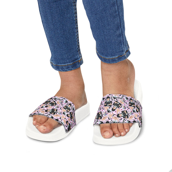 Wednesday Addams All-Over Print Youth Slides - Fandom-Made