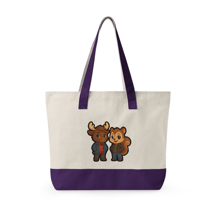 Moose & Squirrel Zippered Canvas Tote