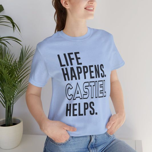 Life Happens Castiel Helps T-Shirt - Fandom-Made