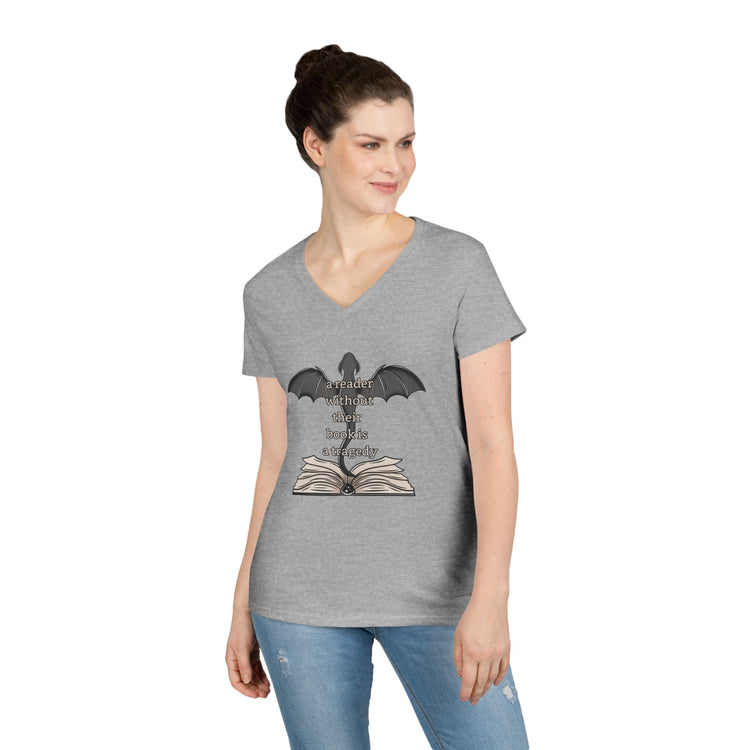 A Reader Without Their Book Ladies' V-Neck Tee