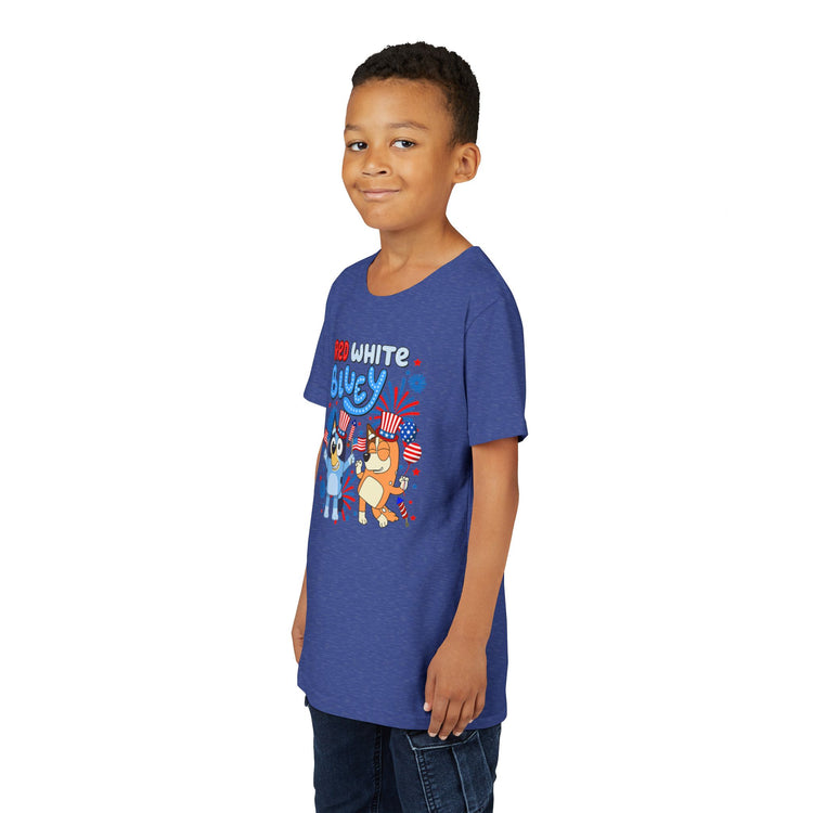 Red White Bluey Youth Tee - Fandom-Made