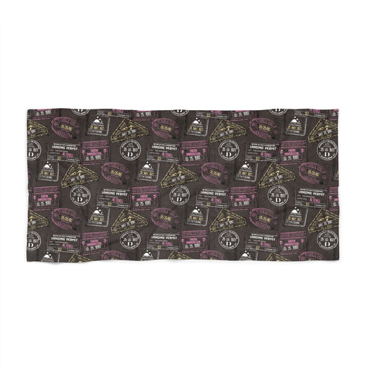 Galaxy Passport Stamps Beach Towel - Fandom-Made
